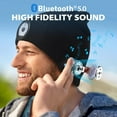 thumbnail image 4 of Men's Gifts Beanie with Bluetooth and LED, Christmas Stocking Stuffers Men Women 2 in 1 Rechargeable Winter Beanie V5.0 Bluetooth Hat Lighted Beanie Cap Flashlight Hat for Camping Running Fishing, 4 of 7