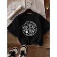 thumbnail image 1 of Women's Casual Crew Neck T-Shirt with Plant Alphabet Graphic, Cotton Knit Fabric with Elastane, Summer Regular Length Tee, 1 of 7