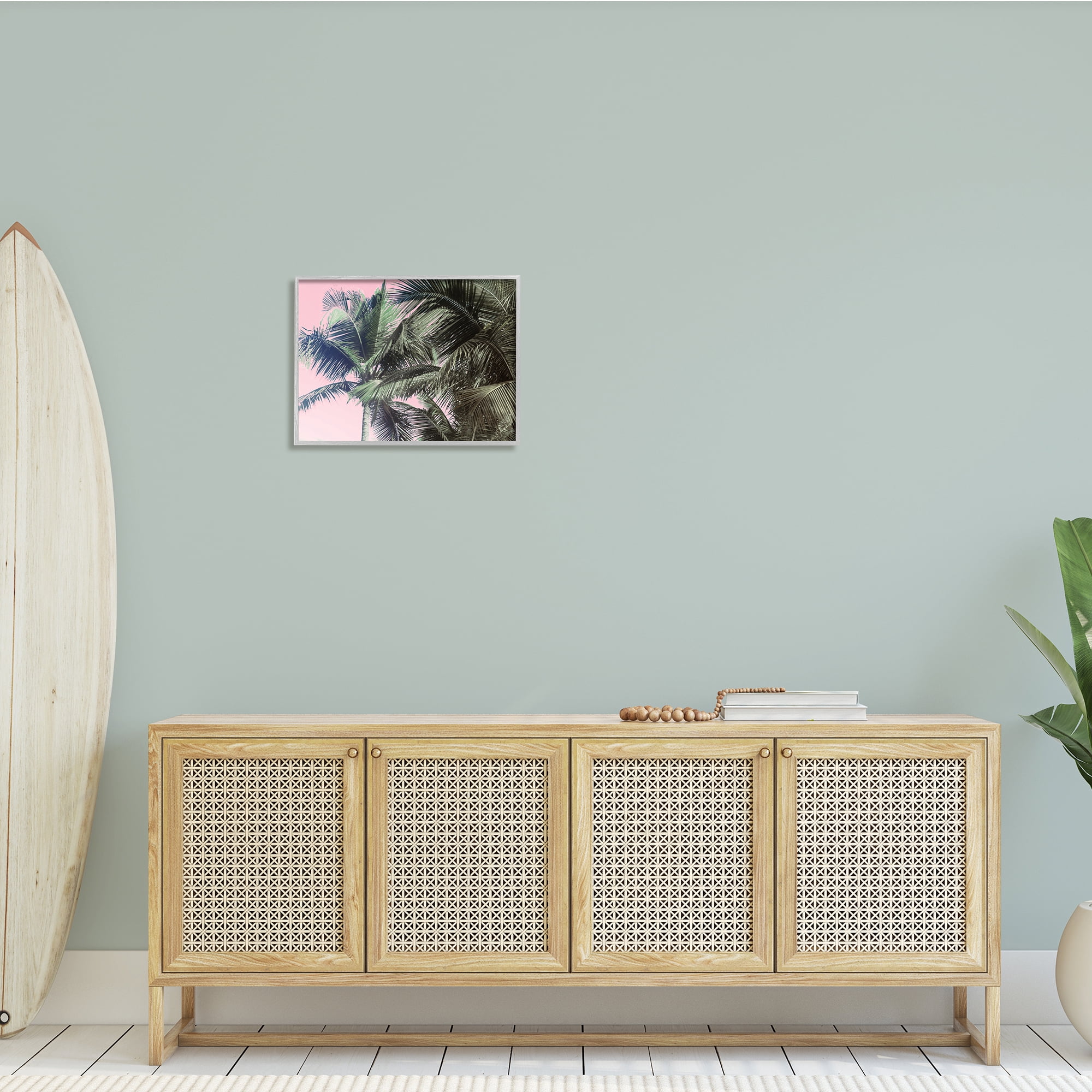 Stupell Indtries Tropical Palm Tree Fronds Layered Tall Trees Pink,20 x 16,Design by Kathy Mansfield