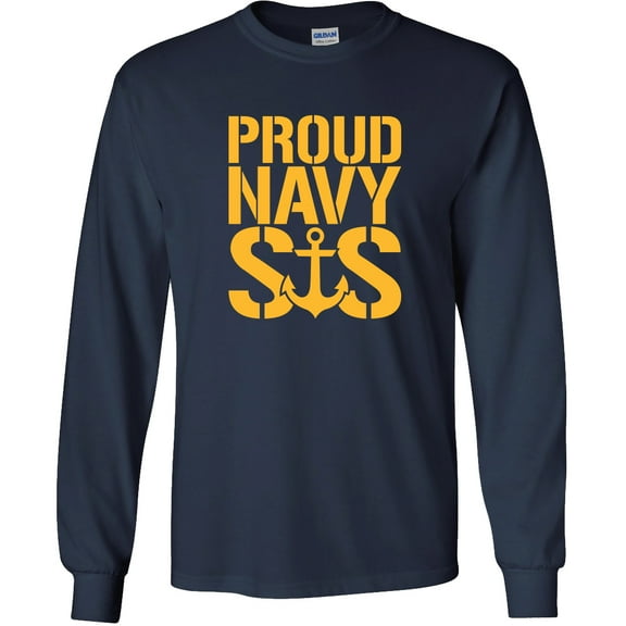 Proud Navy Sister Long Sleeve T-Shirt in Navy