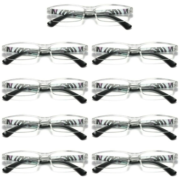 9 Pairs Womens Slim Rectangle Half Frame Blue Light Blocking Reading Glasses Readers  0.75