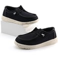 thumbnail image 2 of JABASIC Kids Canvas Loafers Boys Girls Walking Shoes School Boat Shoes (2,Black), 2 of 6