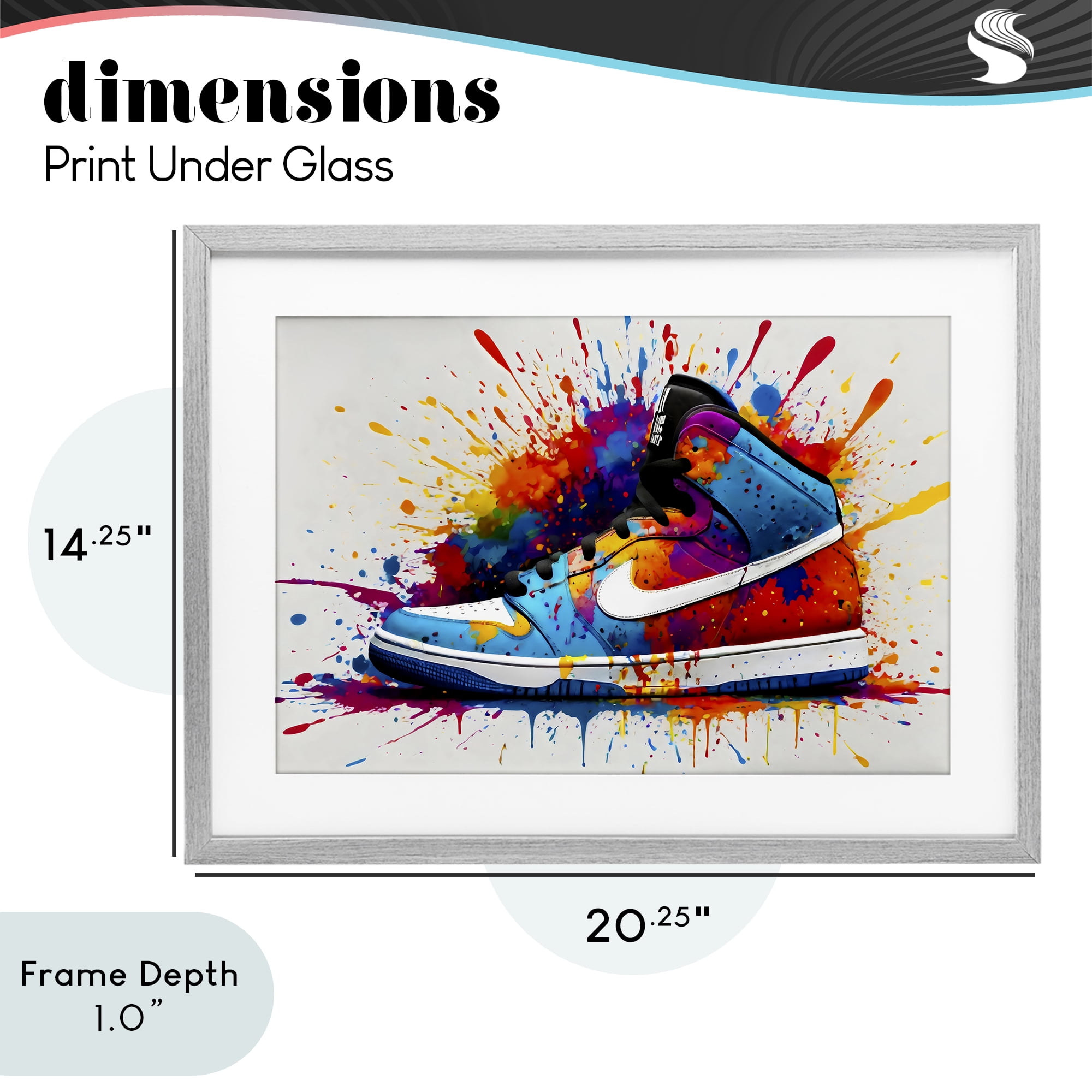 Stupell Industries Centric Sneaker Splash Gray Framed Print Under Glass, design by Creative Studio