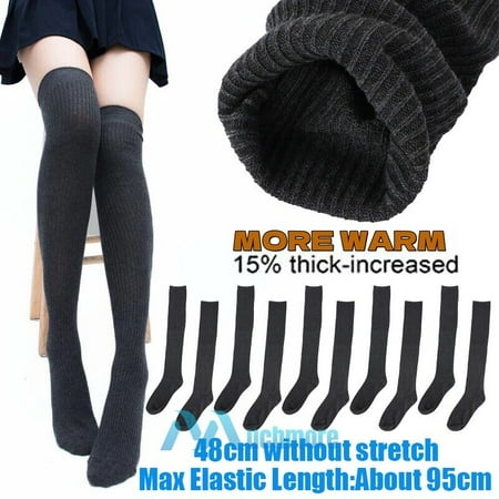 

5 Pairs Long Socks Winter Warm Over Knee High Socks Knitted Women Long Stockings