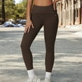 thumbnail image 5 of High Waist Full Length Leggings with Ribbed Waistband - Medium, Coffee, 5 of 6