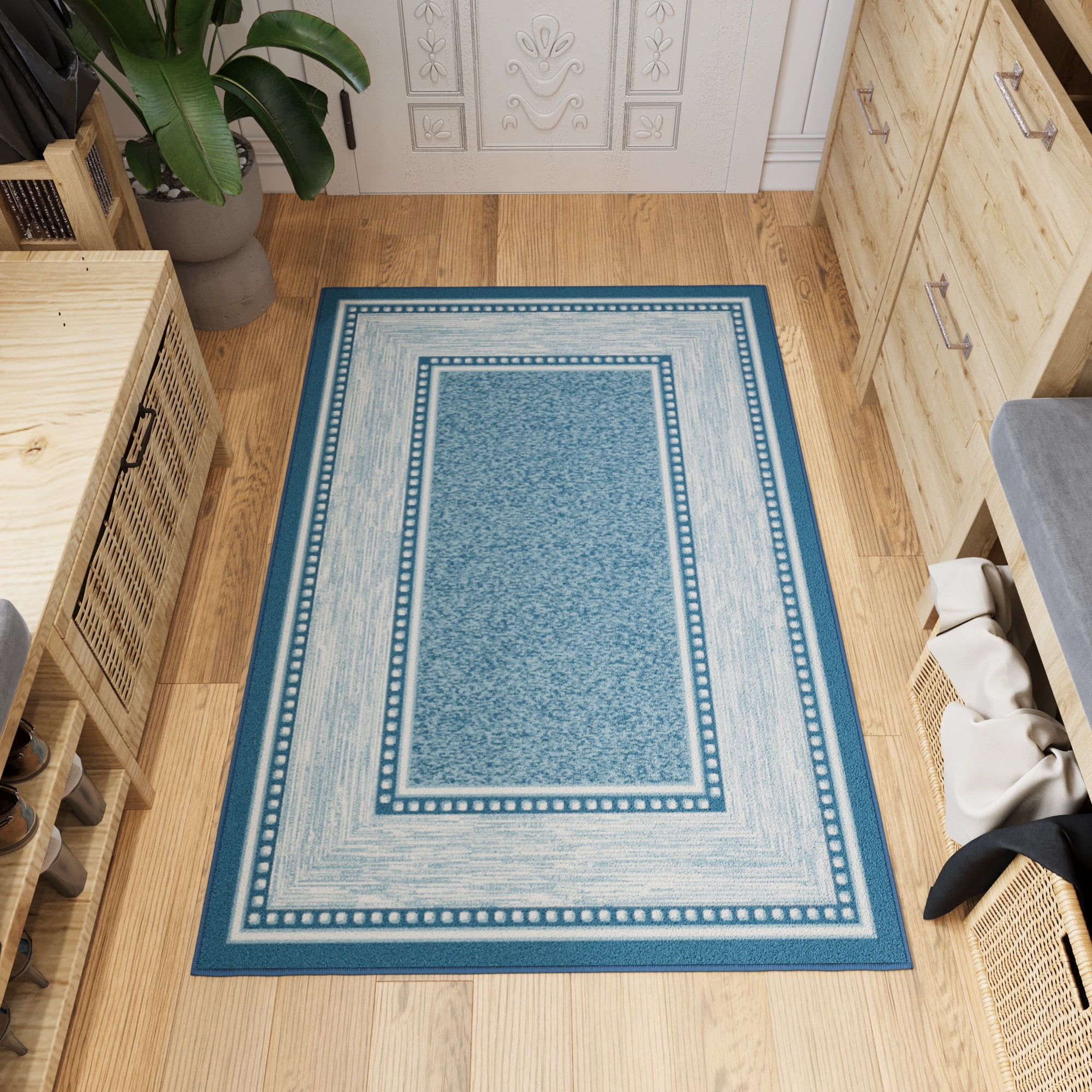 Ottomanson Non-Slip Area Rug for Living Room 3x5 Rubberback Border 