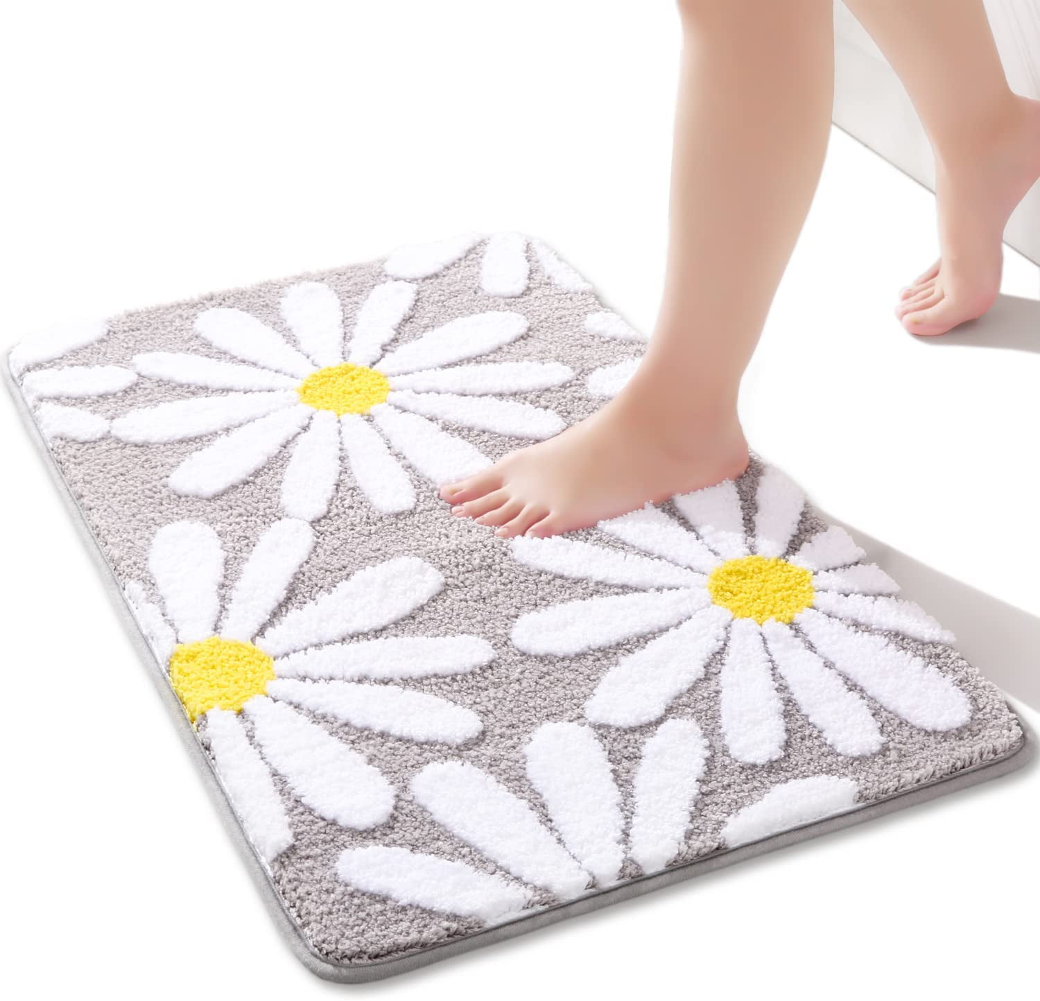Bath Mats for Bathroom Non Slip Cute Bathroom Rugs Daisy Microfiber