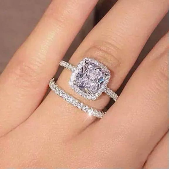 Luxury Wedding Engagement 925 Silver Ring Cubic Zircon Women Jewelry Sz 6-10