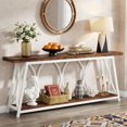 thumbnail image 2 of Industrial Console Table 70.9 Inch - Extra Long 2 Tier Storage Narrow Entryway Table, White & Brown Sofa Table Behind Couch for Living Room Hallway Foyer, 2 of 7
