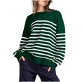thumbnail image 1 of cfhntfmh Sweat-Shirt Surdimensionné pour Women Automne Ample Rayé Manches Longues Basique R-Shirts Décontracté Col Rond Pull Tops, 1 of 7