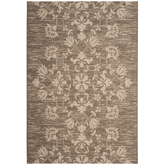 Safavieh Courtyard Phyliss Floral Indoor/Outdoor Area Rug, Dark Beige/Beige, 5'3" x 7'7"