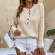thumbnail image 2 of Suéteres casuales de manga larga con cuello redondo de TEELYNN para mujer, suéter holgado de punto bohemio para otoño 2022, suéter sólido con cuello redondo vintage, 2 of 5