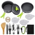 thumbnail image 1 of Camping Cookware, 15Pcs Backpacking Gear Hiking Outdoors Non Stick Camping Cookware Set 1-2 People Lightweight Compact Durable Pot Pan Bowls, 1 of 7