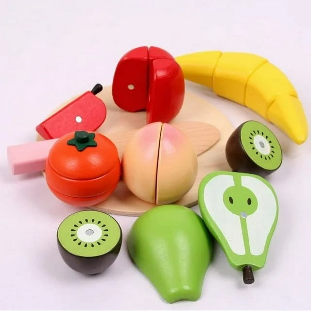 Children Wooden Kitchen Simulation Play House Toy Puzzle Magnetic Vegetables Fruit Cecilia Colorful Mini Toy Model Birthday Gift