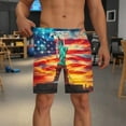 thumbnail image 4 of WAENQINLA Men's American Flag 4th of July Swim Trunks Double Layer Beach Shorts with Pockets Elastic Waist Drawstring Swim Shorts for Summer Yellow Shorts,Size S-2XL, 4 of 5
