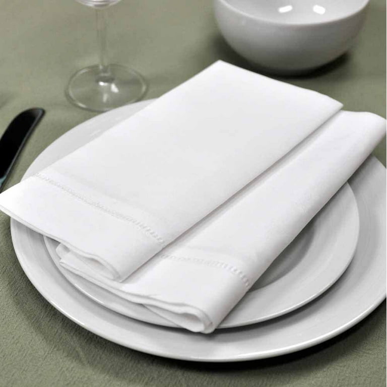 COTTON CRAFT Genuine Linen Napkins - Set of 4 Cloth Napkins with Hemstitch  Detail - Hand Crafted Pure Luxury Linen Reusable Lunch Dinner Napkin - Fall