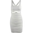 thumbnail image 5 of HLSOHJP Women's Cut Out Front Cocktail Dresses Sleeveless Crisscross Tie Back Bandage Bodycon Pleated Mini Cami Dress, 5 of 7