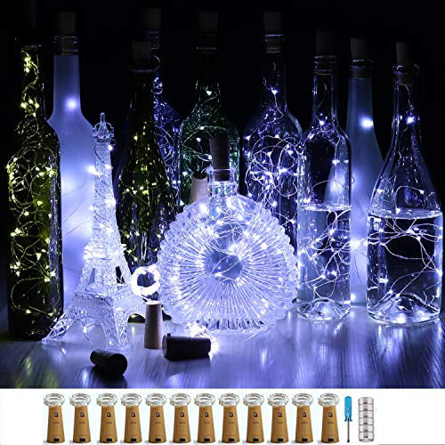 10pcs Wine Bottle Cork LED Fairy String Lights Mini Copper Wire Battery Xmas 