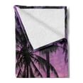 thumbnail image 2 of Ocean Soft Flannel Fleece Throw Blanket, Palm Trees Silhouette at Sunset Dreamy Dusk Warm Exotic Twilight Scenery Image, Cozy Plush for Indoor and Outdoor Use, 60" x 80", Purple Black, by Ambesonne, 2 of 5