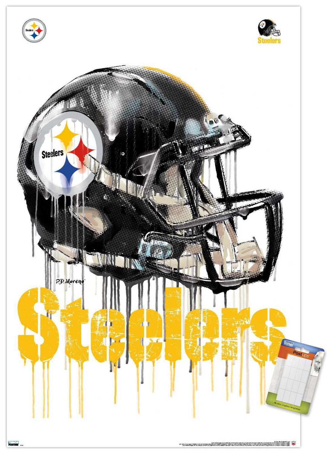 NFL Pittsburgh Steelers - Drip Helmet 20 Wall Poster, 22.375" x 34" Framed