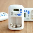 thumbnail image 3 of ammoon Portable Mini Pill Box Timer with LCD Digital Electric Alarm Medicine Pill Case 2 Grids White Color Two Drawers Divided Plus Memory Fits Large Pills for Outdoor Travel Dispenser, 3 of 7