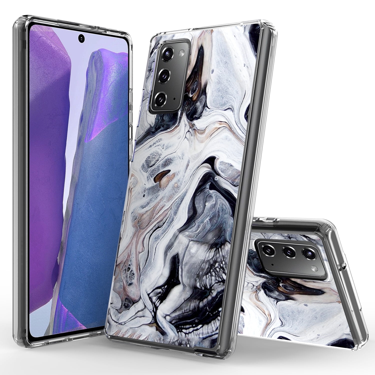 Samsung Galaxy Note 20 5G Case, Rosebono Bling Glitter Sparkle Black and White Marble Graphic Fashion Cute Colorful Skin Cover Shockproof Case for Samsung Galaxy Note 20 5G