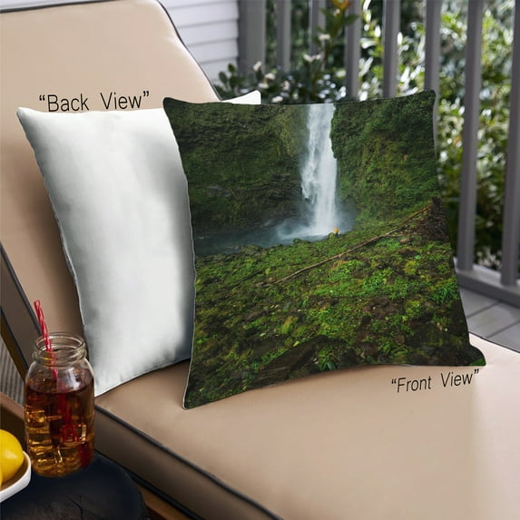 Ahgly Company Earth Waterfall Outdoor Throw Pillow, 18 inch by 18 inch