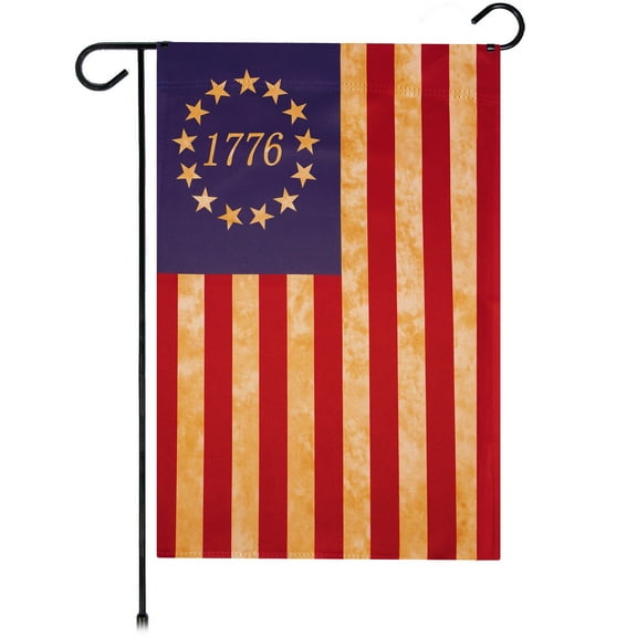 G128 Betsy Ross 1776 Tea Stained Garden Flag Printed 12x18IN Double Sided Blockout Fabric