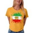 thumbnail image 4 of felwors Women's Iran Lion and Sun Watercolor, Vintage Persian Heritage Flag V-Neck T-Shirt (Gold, S), 4 of 6