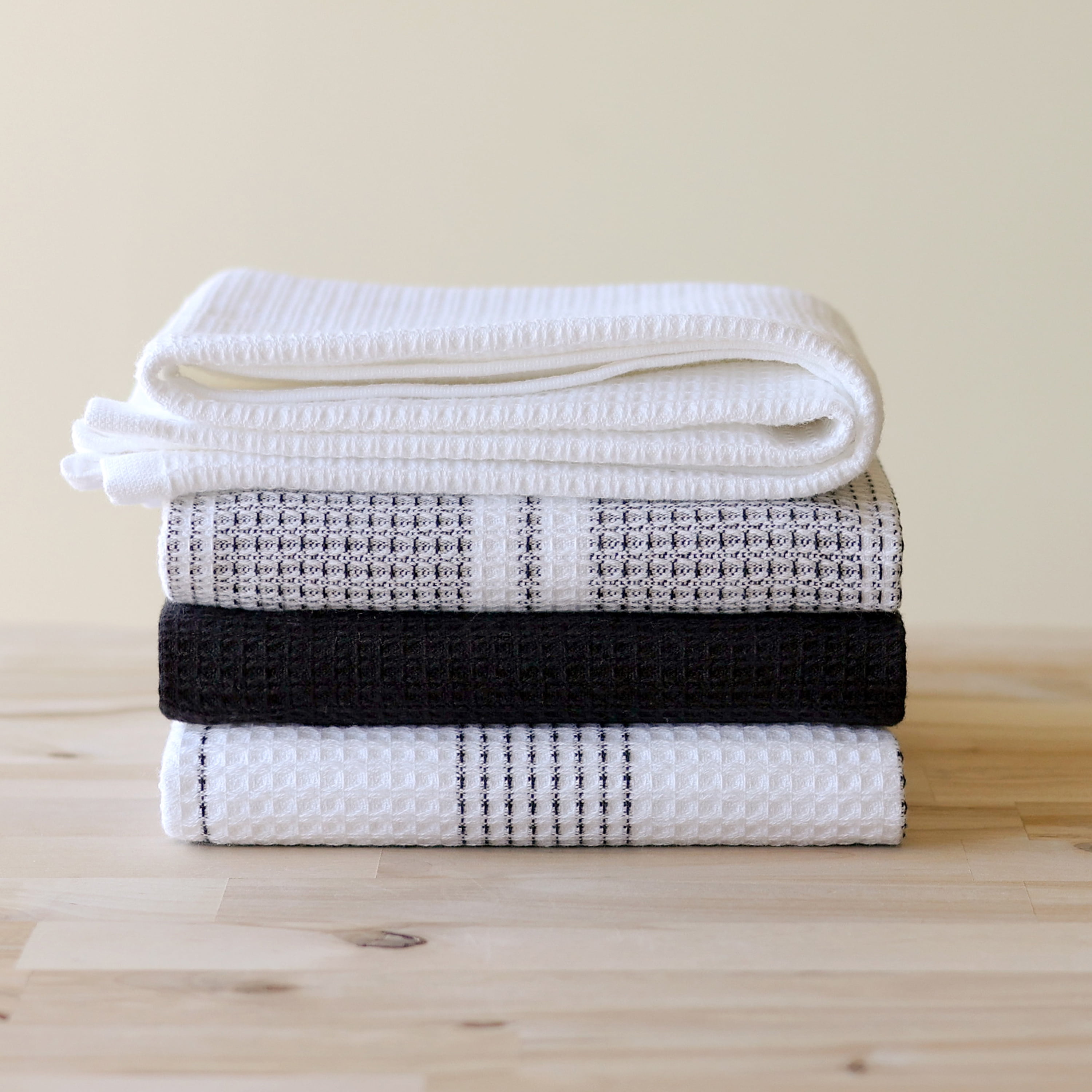 Better Homes & Gardens 4 Piece Waffle Kitchen Towel, Rich Black