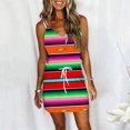 thumbnail image 2 of B91xZ Robes Décontractées pour Femmes Sans Manches Col en V Ceinture Taille Haute Basse Robe Cocktail Unie, D m, 2 of 4