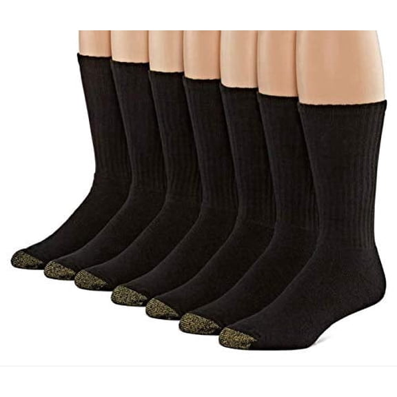 GOLDTOE Men's Cotton Crew 6 Plus 1 Bonus Pack (Black)