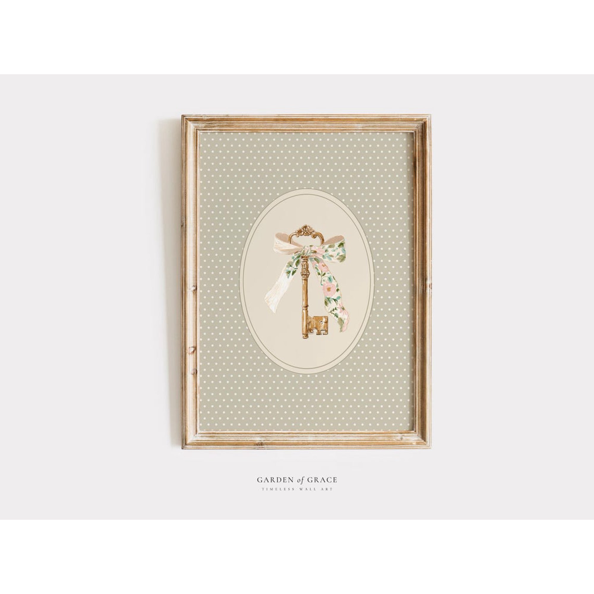 Floral Key Bow Poster Victorian Nursery Wall Art
