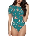 thumbnail image 2 of Picia Giraffes Doing Various Yoga Womens One Piece Swimsuits Modest Tummy Control Bathing Suits Lace Up Slimming Swim Suit-Small, 2 of 9