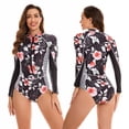 thumbnail image 2 of ASFGIMUJ Women's Long Sleeve Rash Guard Swimsuit Printed Zipper Surfing Swimsuit Bathing Suit, 2 of 6