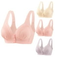 thumbnail image 1 of AherBiu 3pc Bras for Women No Underwire Front Closure Button Everyday Bras Lightly Comfort Push up Bralettes, 1 of 4