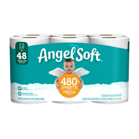 Angel Soft Toilet Paper, 12 Mega Rolls (= 48 Regular