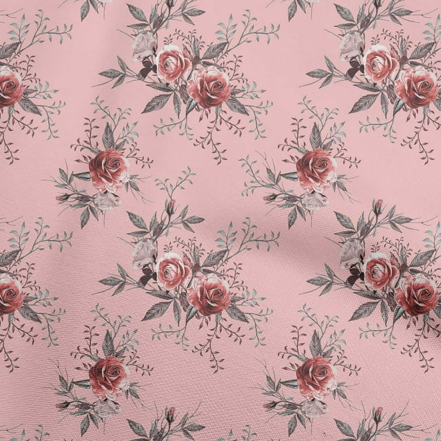 oneOone Viscose Chiffon Light Pink Fabric Florals Craft Projects Decor Fabric Printed By The Yard 42 Inch Wide