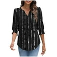 thumbnail image 4 of Njagoc3 Womens V - Neck 3/4 Sleeve Shirt, Striped Polka Dot Print Flowy Top, Easy - Match for Summer Casual Wear & Beach Trips, 4 of 6
