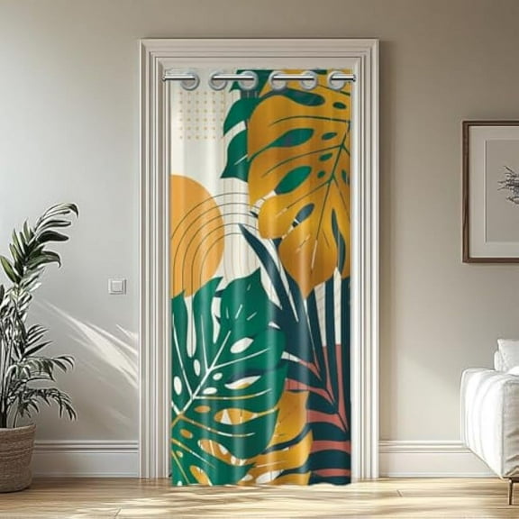 Doorway Curtain Palm Leaf Door Curtain Bohemian Sliding Closet Door Curtains Monstera Room Divider Curtains for Window Living Room Bedroom Doorways Classroom 39x79inch