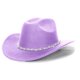 thumbnail image 3 of Sombrero de vaquero occidental negro plateado brillante para mujer: flecos de pedrería, ajuste regulable, talla única, poliéster, accesorio brillante para fiestas, 3 of 4