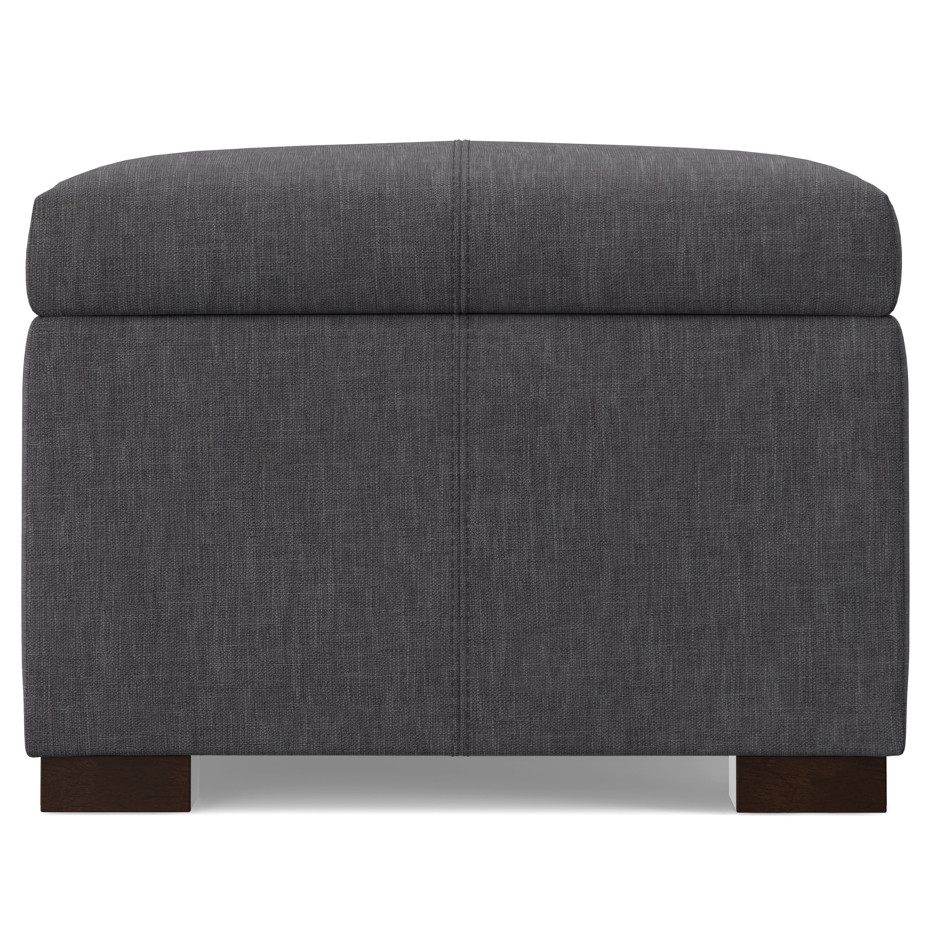 Gabbie 48 inch Wide Rectangular Storage Ottoman in Slate Grey Polyester Linen