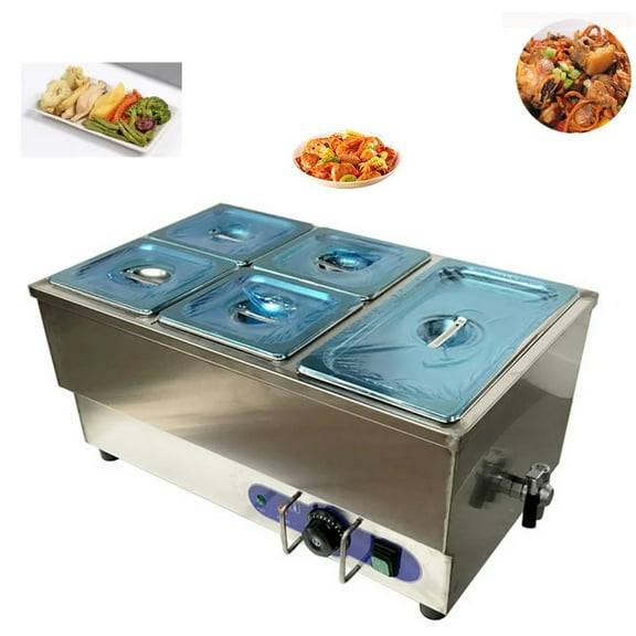 5-Pot Food Warmer Restaurants Hotels Food Soup Buffet Steam Table Heater Commercial