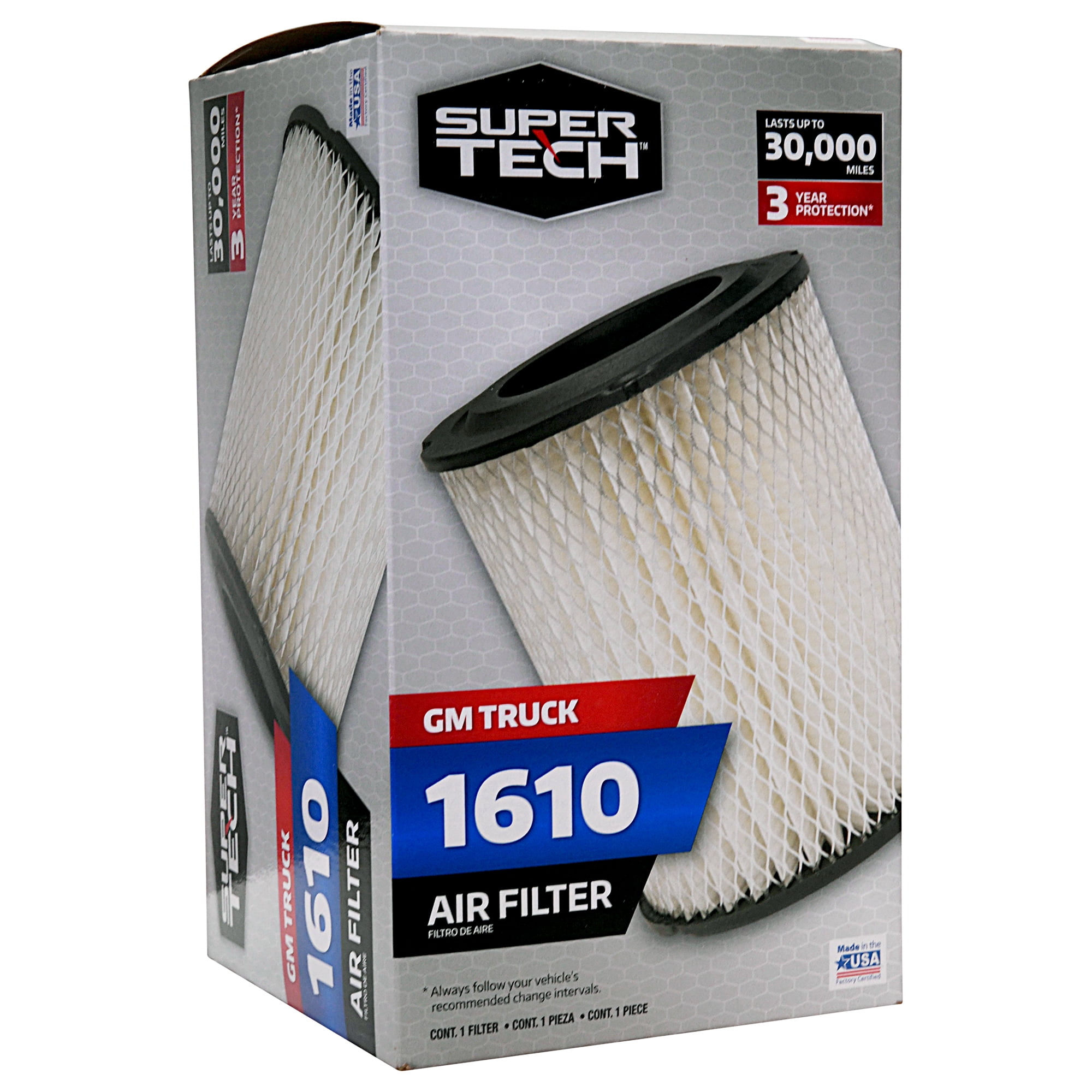 Super Tech 1610 Engine Air Filter, Replacement Filter for GM or GM Truck Fits select: 1996-2000 CHEVROLET GMT-400, 1996-2000 CHEVROLET TAHOE