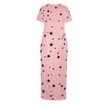 thumbnail image 5 of Youmylove Women Sleepwear Daily Short Sleeve Printed Casual Inclined Shoulder Maxi Sleep Dress Fashion Comfortable Comfy Nightshirt Nightgowns, 5 of 5