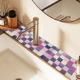 thumbnail image 2 of Yayeee Faucet Mat for Kitchen Sink 30" Diatomite Long Splash Guard Pad, Pink and Purple Plaid Pattern, 2 Pack, 2 of 7