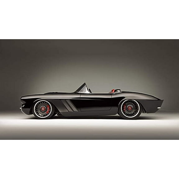 Iconic Arts Muscle Car Laminated Poster 24x36- Chevrolet Corvette C-1 Classic Black