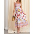 thumbnail image 4 of Raccmtaty Women’s Summer Long Dress Bohemian Print Sleeveless Square Neck A-line Dress Flowy Beach Dress, 4 of 7