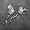 thumbnail image 3 of Motorcycle 2pcs Motorcycle Chromed Rearview Mirrors 8mm 10mm Thread Skeleton Skull Hand  Handlebar Reflector, 3 of 7