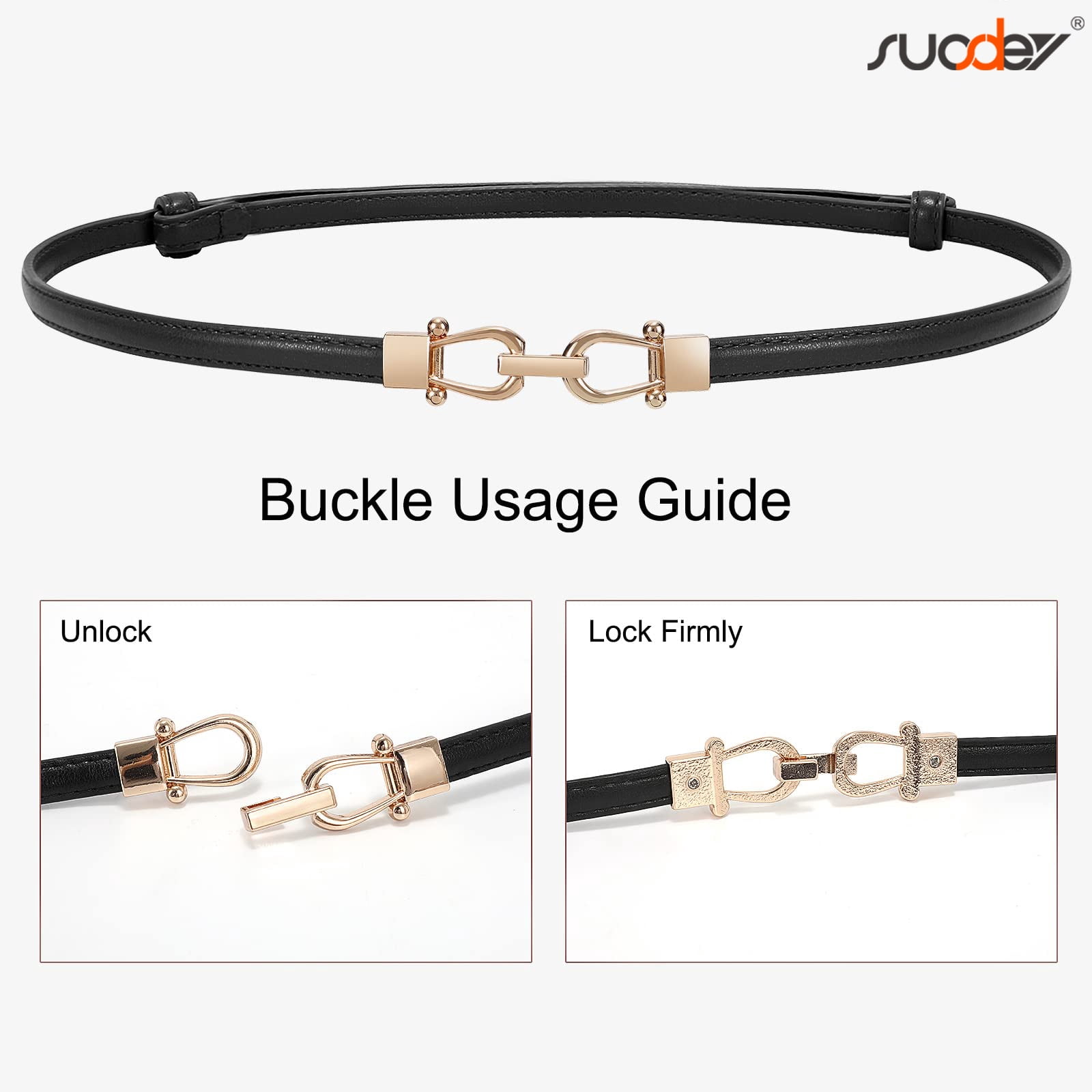 SUOSDEY 3 Pack Skinny Belts for Women Plus Size Ladies 
